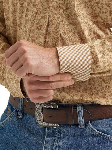 Wrangler Men's George Strait Honey Oak Paisley Long Sleeve Button Down Shirt in Saudi Arabia