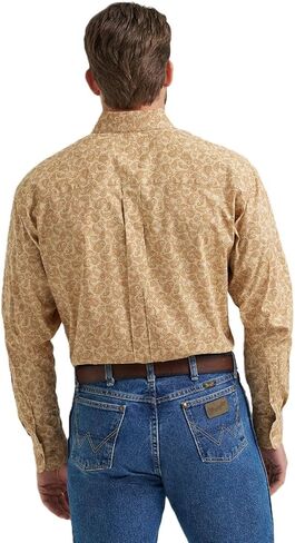 Wrangler Men's George Strait Honey Oak Paisley Long Sleeve Button Down Shirt in Saudi Arabia