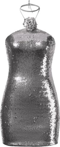 JW PEI Women's Burgundy Sequinned Halter Mini Dress in Saudi Arabia