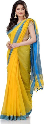 dB DESH BIDESH Women's Tant Silk Handloom Cotton Saree Sequence Work With Blouse Piece Free Size in Saudi Arabia