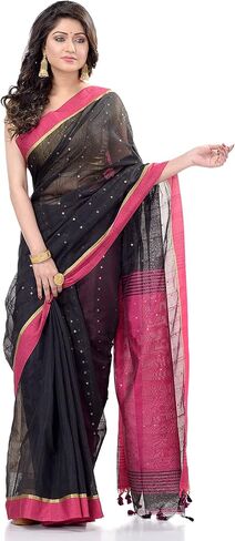 dB DESH BIDESH Women's Tant Silk Handloom Cotton Saree Sequence Work With Blouse Piece Free Size in Saudi Arabia