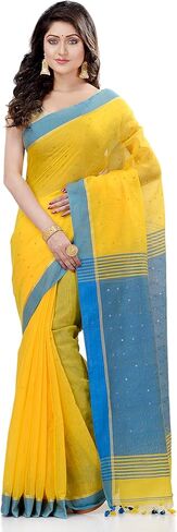 dB DESH BIDESH Women's Tant Silk Handloom Cotton Saree Sequence Work With Blouse Piece Free Size in Saudi Arabia