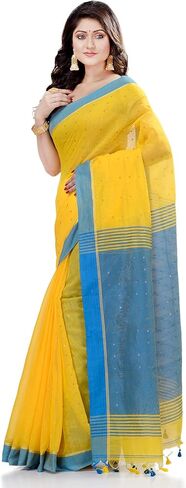 dB DESH BIDESH Women's Tant Silk Handloom Cotton Saree Sequence Work With Blouse Piece Free Size in Saudi Arabia