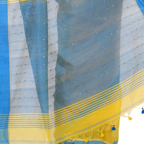 dB DESH BIDESH Women's Tant Silk Handloom Cotton Saree Sequence Work With Blouse Piece Free Size in Saudi Arabia