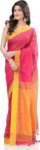 dB DESH BIDESH Women's Tant Silk Handloom Cotton Saree Sequence Work With Blouse Piece Free Size in Saudi Arabia