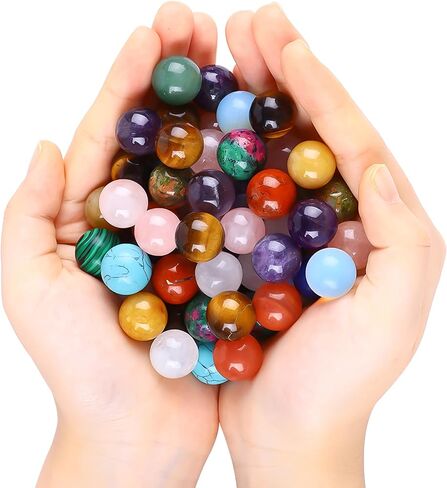 15Pcs Natural Gemston Sphere Balls 0.63 Inch Polished Crystal Sphere Bulk Witch Ball Stones Rock Collection Set Gemstone Sphere Pocket Palm Crystal for Kids DIY Jewelry Reiki Balancing in Saudi Arabia