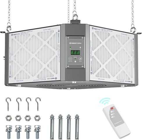Abestorm 360 Degree Intake Air Filtration System Woodworking, 1350CFM Hanging Air Filter, Shop Dust Collector for Woodworking, Garage WorkShop, Built-in Ionizer, MERV-11 filter, DecDust 1350IG in Kuwait