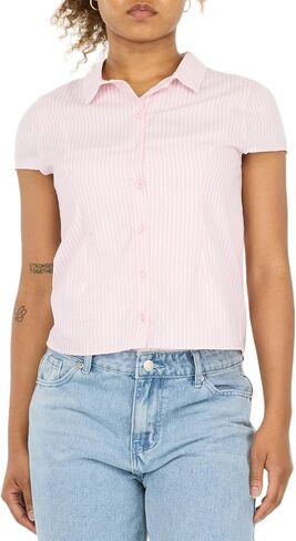 Forever 21 Womens Poplin Button Down Collard Shirt with Self Tie Back in Saudi Arabia