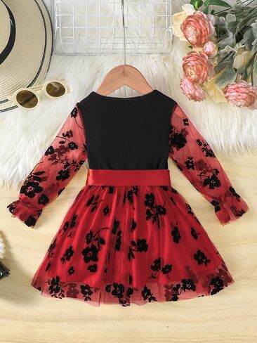 Christmas Girls Dress Black and Red Mesh Dress in Saudi Arabia
