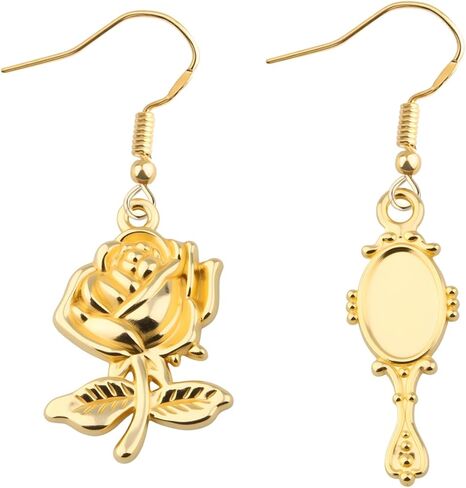 UJIMS Beauty Movies Inspired Gifts Rose Flower Necklace Rose Inspired Earrings Beauty Fairy Story Gift Princess Jewelry in Saudi Arabia