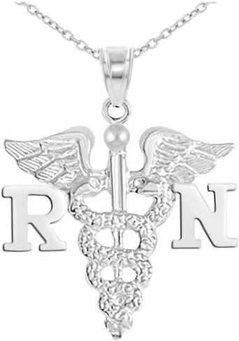 NursingPin - حلية الممرضة RN المسجلة مع قلادة من الفضة الإسترلينية in Kuwait