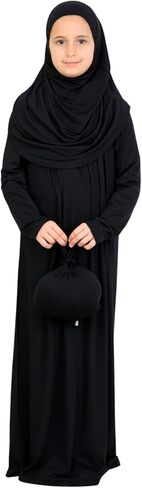 فستان صلاة إسلامي من Prien Kids مع حجاب وحقيبة، عباية فسكوز ناعمة للبنات، ملابس إسلامية، رداء للعيد، رمضان in Saudi Arabia