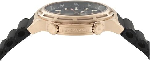 ساعة Ferragamo Ferragamo Sport Collection الفاخرة للرجال مع حزام أسود وقرص يتميز بحافظة من الذهب الوردي in Saudi Arabia