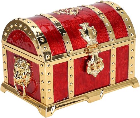 ZJchao Vintage Box, Jewelry Organizer Storage Box Alloy Treasure Chest Storage Case Keepsake Boxes Decorative Boxes Decoration Jewelry Container Holder for Birthday Parties Wedding Decor in Saudi Arabia