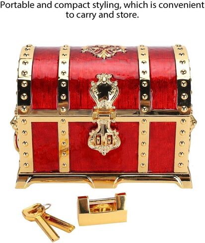 ZJchao Vintage Box, Jewelry Organizer Storage Box Alloy Treasure Chest Storage Case Keepsake Boxes Decorative Boxes Decoration Jewelry Container Holder for Birthday Parties Wedding Decor in Saudi Arabia