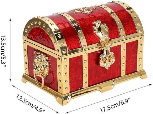 ZJchao Vintage Box, Jewelry Organizer Storage Box Alloy Treasure Chest Storage Case Keepsake Boxes Decorative Boxes Decoration Jewelry Container Holder for Birthday Parties Wedding Decor in Saudi Arabia