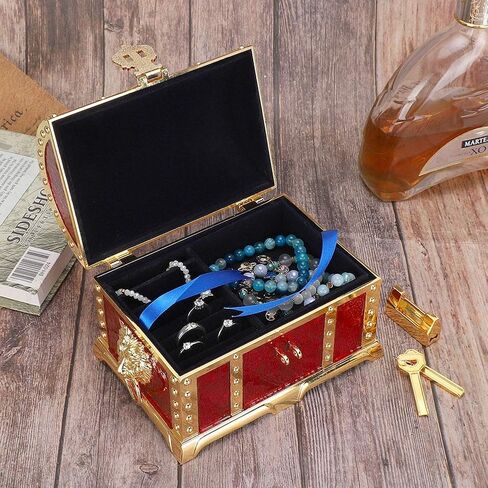 ZJchao Vintage Box, Jewelry Organizer Storage Box Alloy Treasure Chest Storage Case Keepsake Boxes Decorative Boxes Decoration Jewelry Container Holder for Birthday Parties Wedding Decor in Saudi Arabia
