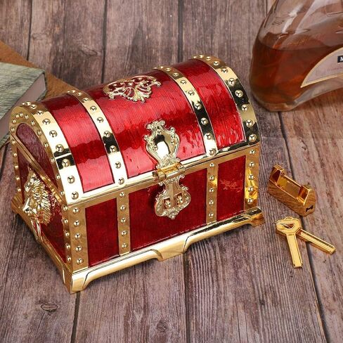 ZJchao Vintage Box, Jewelry Organizer Storage Box Alloy Treasure Chest Storage Case Keepsake Boxes Decorative Boxes Decoration Jewelry Container Holder for Birthday Parties Wedding Decor in Saudi Arabia