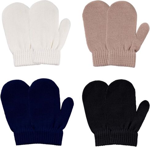 4 Pairs Toddler Gloves 4 Colors Knitted Mittens Magic Stretch Gloves Winter Mittens for Little Girls Boys in Saudi Arabia