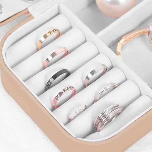 Travel Jewelry Box, Jewelry Organizer for Women,PU Leather Portable Gifts Organizer Boxes for Stud Earrings, Rings, Necklaces(Pink) in Saudi Arabia