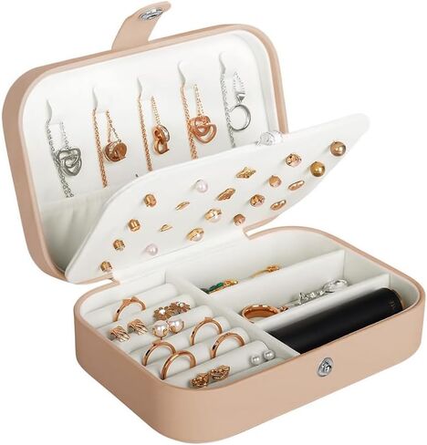 Travel Jewelry Box, Jewelry Organizer for Women,PU Leather Portable Gifts Organizer Boxes for Stud Earrings, Rings, Necklaces(Pink) in Saudi Arabia