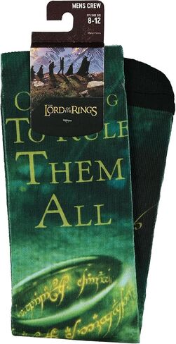 زوج واحد من جوارب Bioworld Lord of The Rings Rule Them All الرجالية المتسامية لمنتصف الساق in Kuwait