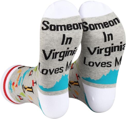 PXTIDY 2 PAIRS Virginia Socks Long Distance Relationships Someone In Virginia Loves Me Socks Virginia Souvenir Gift in Saudi Arabia