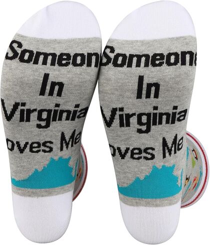 PXTIDY 2 PAIRS Virginia Socks Long Distance Relationships Someone In Virginia Loves Me Socks Virginia Souvenir Gift in Saudi Arabia