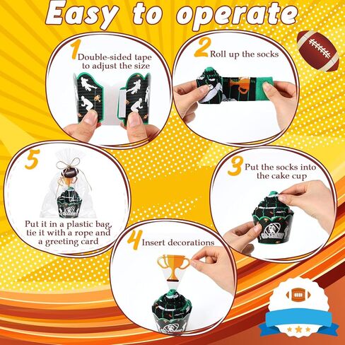 foaincore 6 أزواج الجدة الجوارب لكرة القدم كب كيك للرجال، جوارب كرة القدم مضحك هدية DIY مع التعبئة والتغليف كب كيك، هدية فريق رياضي لحفلة عيد ميلاد تفضل الرجال عيد الميلاد in Saudi Arabia
