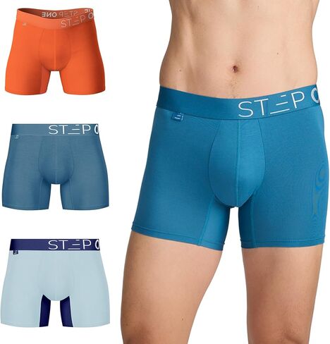STEP ONE Mens Underwear Trunks, Pack of 3, Anti-Chafing Men's Trunks Underwear, Comfortable Moisture WIcking Boxers for Men in Saudi Arabia