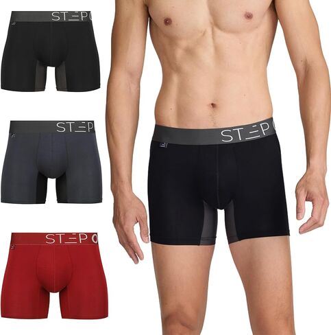 STEP ONE Mens Underwear Trunks, Pack of 3, Anti-Chafing Men's Trunks Underwear, Comfortable Moisture WIcking Boxers for Men in Saudi Arabia