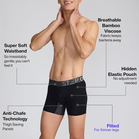 STEP ONE Mens Underwear Trunks, Pack of 3, Anti-Chafing Men's Trunks Underwear, Comfortable Moisture WIcking Boxers for Men in Saudi Arabia