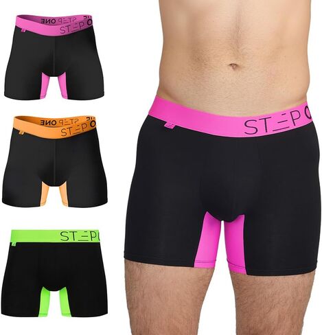 STEP ONE Mens Underwear Trunks, Pack of 3, Anti-Chafing Men's Trunks Underwear, Comfortable Moisture WIcking Boxers for Men in Saudi Arabia