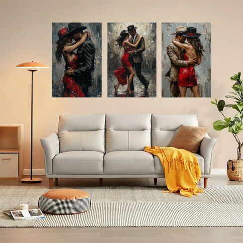1Set/3pcs Romantic Dance in the Rain Couples Attire Set - Unframed Artwork for Home Decor, 8x12 Inches, Unframed in Saudi Arabia