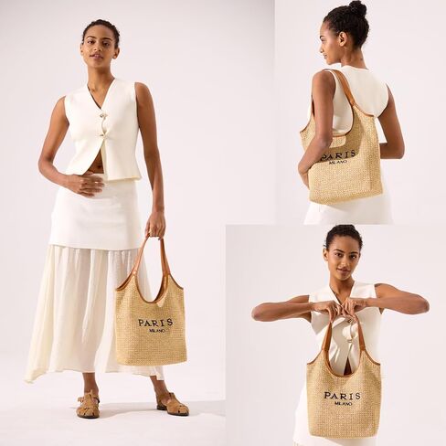 Straw Tote Bags for Women, Summer Straw Purses and Handbags Shoulder Woven Raffia Beach Bag with Coin Purse in Saudi Arabia