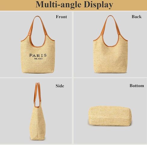 Straw Tote Bags for Women, Summer Straw Purses and Handbags Shoulder Woven Raffia Beach Bag with Coin Purse in Saudi Arabia