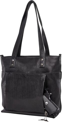 Lady Conceal Concealed Carry Leather Tote Bag for Women - Eden with Universal Holster for Gun in Saudi Arabia