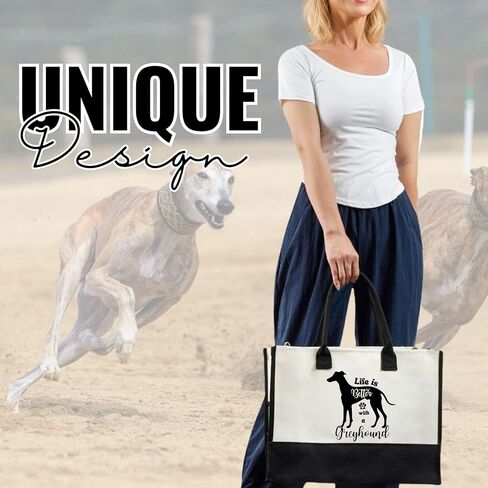 هدايا InnoBeta Greyhound للنساء، الحياة أفضل مع السلوقي، حقيبة حمل من القماش لأم الكلب، محبي الكلاب، المالك، حقيبة مع إغلاق بسحاب علوي وحزام كتف لعيد الميلاد in Kuwait