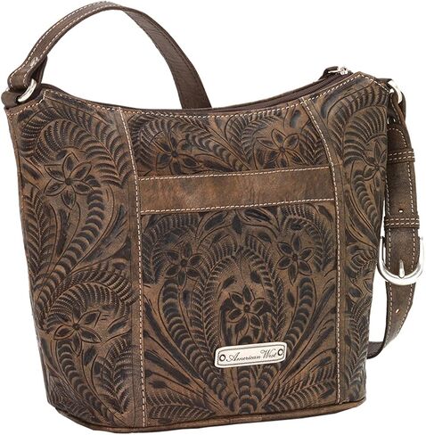 American West Hill Country Zip Top Bucket Tote - Genuine Leather Handbag for Women in Saudi Arabia