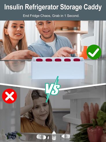 حامل ثلاجة لقارورة الأنسولين من YOUSHARES - واقي قوارير الببتيد للتخزين قابل للتكديس، منظم مستلزمات مرضى السكري بـ 5 فتحات، ثلاجة صغيرة تناسب قوارير U-100 القياسية سعة 10 مل in Kuwait