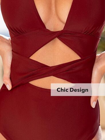 CUPSHE Women's One Piece Swimsuit Cutout Back Bathing Suit Twist Plunging Neck Crisscross in Saudi Arabia