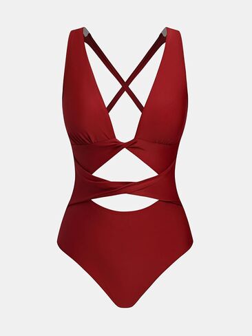 CUPSHE Women's One Piece Swimsuit Cutout Back Bathing Suit Twist Plunging Neck Crisscross in Saudi Arabia