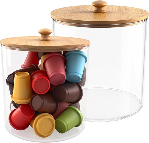 2pcs K Cup Holder Organizer - Coffee Pods Storage Organizer - Coffee Bar Accessories - Large Capacity Black Wire Kup Storage with Bamboo Base in Kuwait