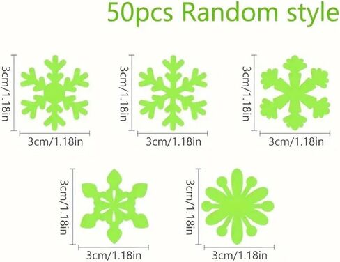 50pcs Christmas Snowflake Wall Stickers - 3D Glow in The Dark, Static Cling, Irregular Cartoon Shapes, Single Use Plastic Decals for Festive Window & Wall Decor Christmas Stickers in Saudi Arabia