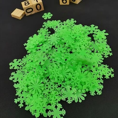 50pcs Christmas Snowflake Wall Stickers - 3D Glow in The Dark, Static Cling, Irregular Cartoon Shapes, Single Use Plastic Decals for Festive Window & Wall Decor Christmas Stickers in Saudi Arabia