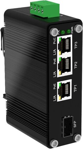 4 Ports PoE Gigabit Industrial Ethernet Switch PoE+ Fiber Switch with 100/1000M SFP IEEE 802.3at PoE Supporting Din-Rail 12~48V DC Input in Saudi Arabia