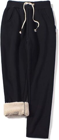Gihuo Women's Sherpa Lined Sweatpants Fleece Lined Jogger Pants Winter Warm Thick Athletic Pants(Black-M) in Saudi Arabia