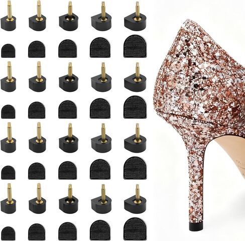 20 Pairs High Heel Replacement Tips - 5 Size U-Shape Womens Shoes Heel Tips Repair Kit, Heels Caps for High Heels, Non-Slip Shoe Tips for Women's Shoes (8/9/10/11/12/12.5mm,Black) in Saudi Arabia