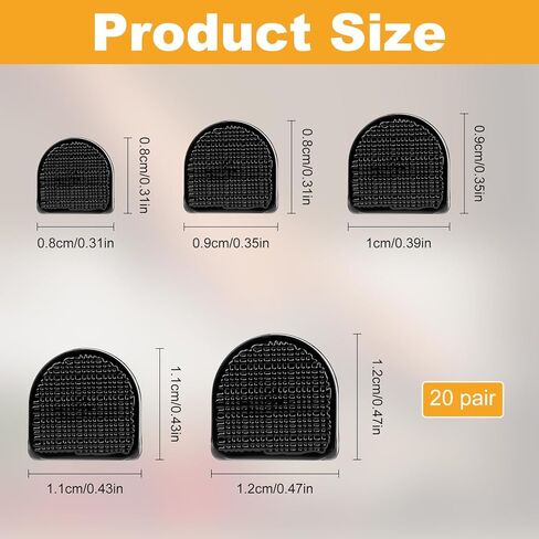 20 Pairs High Heel Replacement Tips - 5 Size U-Shape Womens Shoes Heel Tips Repair Kit, Heels Caps for High Heels, Non-Slip Shoe Tips for Women's Shoes (8/9/10/11/12/12.5mm,Black) in Saudi Arabia