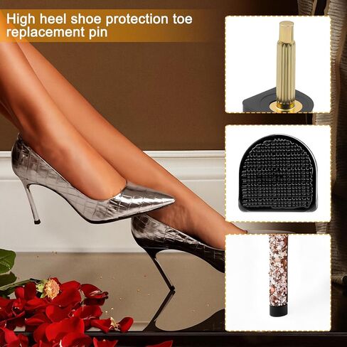 20 Pairs High Heel Replacement Tips - 5 Size U-Shape Womens Shoes Heel Tips Repair Kit, Heels Caps for High Heels, Non-Slip Shoe Tips for Women's Shoes (8/9/10/11/12/12.5mm,Black) in Saudi Arabia